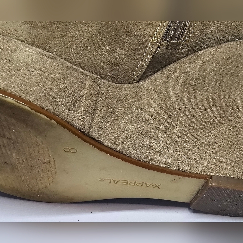 Xappeal Women's Taupe Suede Wedge Booties Size 8 - Picture 6 of 9